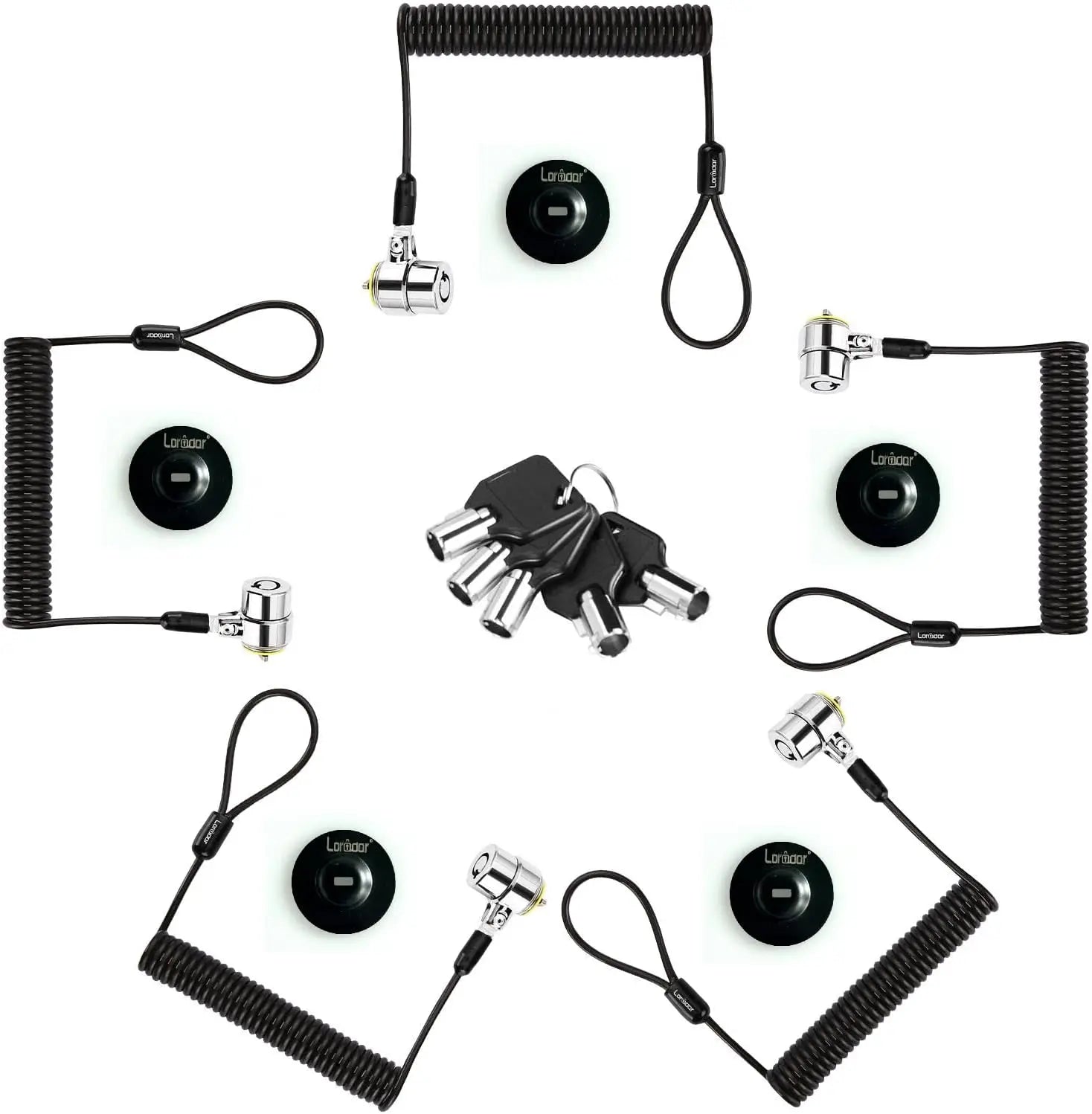 5-Pack Retractable Cable Locks with Keys for Laptops, Monitors, Tablets - 8ft Security Ürün ana görseli