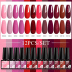 MTSSII 12pcs Gel Nail Polish Set Nude Pink Red Glitter Semi Permanent Soak Off  UV Gel Varnish Manicure Kit Nail Supplies DIY
