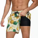 DATIFER 2026 latest Fashion Mens Shorts Polyester Long Liner 2 in 1 Traje De Baño Hombre Side Zipper Pocket Beach Gym Swimsuits