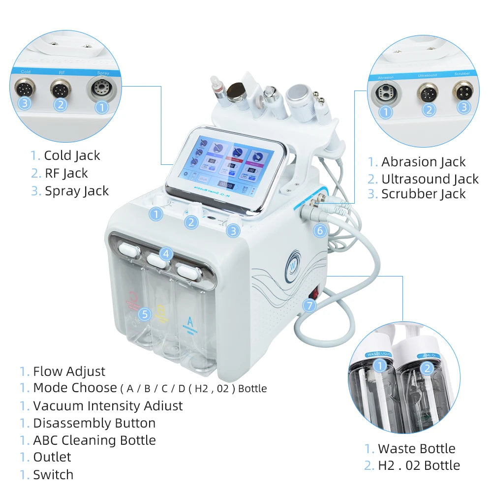 7 in 1 Dermabrasion Peel Spa Facial Machine Skin Rejuvenation Hydro Dermabrasion Hydro Aqua Face Deep Cleaning Skin Care Device