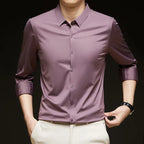 Premium Men's Ultra-Stretch Shirt - High-Quality Silky Business Formal Long-Sleeve Shirt for Social and Casual Wear