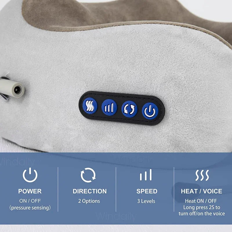 Electric Neck Massager With Heat Vibration 3D Kneading Shiatsu Massage U Shaped Pillow For Shoulder Cervical Pain Relief Fatigue Secondary image