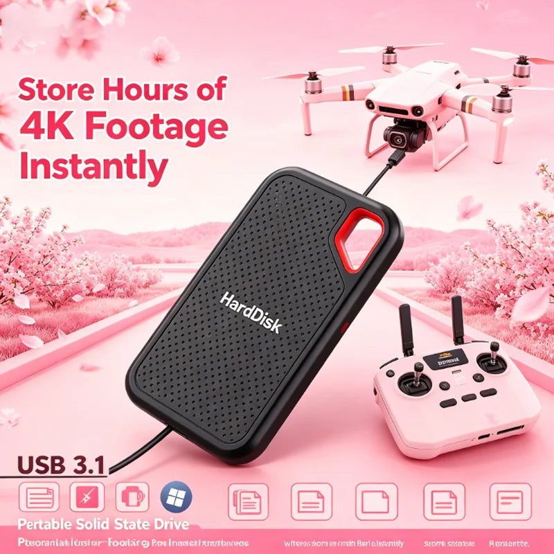 High-Speed Original SSD 2TB Portable USB3.1 Hard Drive 4TB Noiseless Disk for Freelancer Laptop Tablet Workbench