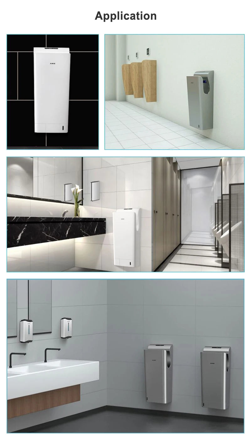 AIKE 7-10s Bathroom Vertical Hand Dryer Automatic High Speed Hand Dryer with UV Germicidal Lamp HEPA Filter and Brushless Motor