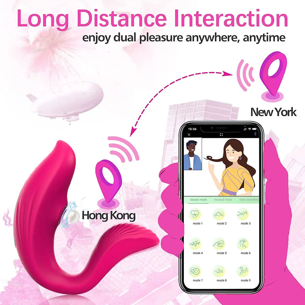 Powerful Sucking Wireless Remote Vibrator Wearable U Shaped Dildo Massager Dual Clit Stimulation Couple Adult Sex Toys for Women