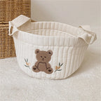 Cute Bear Embroidery INS Baby Bag Diaper Bag Caddy Nappy Cart Mummy Maternity Bag for Newborn - Storage Organizer for Toys And D