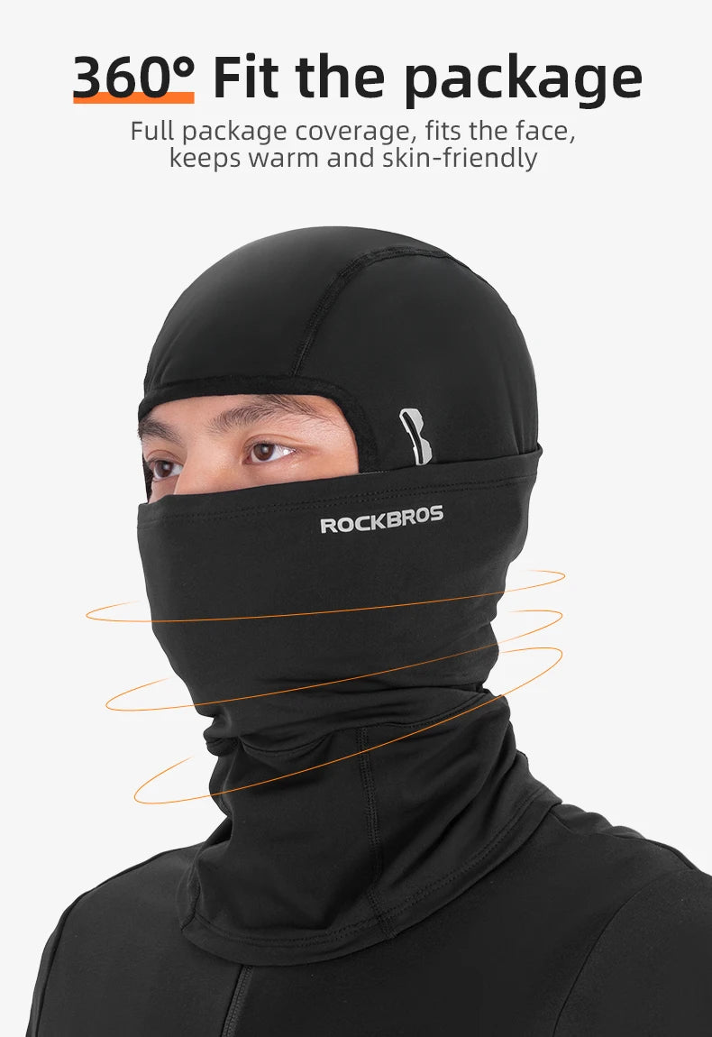ROCKBROS Cycling Caps Full Face Mask Winter Breathable Windproof Fleece Bike Neck Cover Scarf Mask Skiing Motorcycle Bicycle Hat