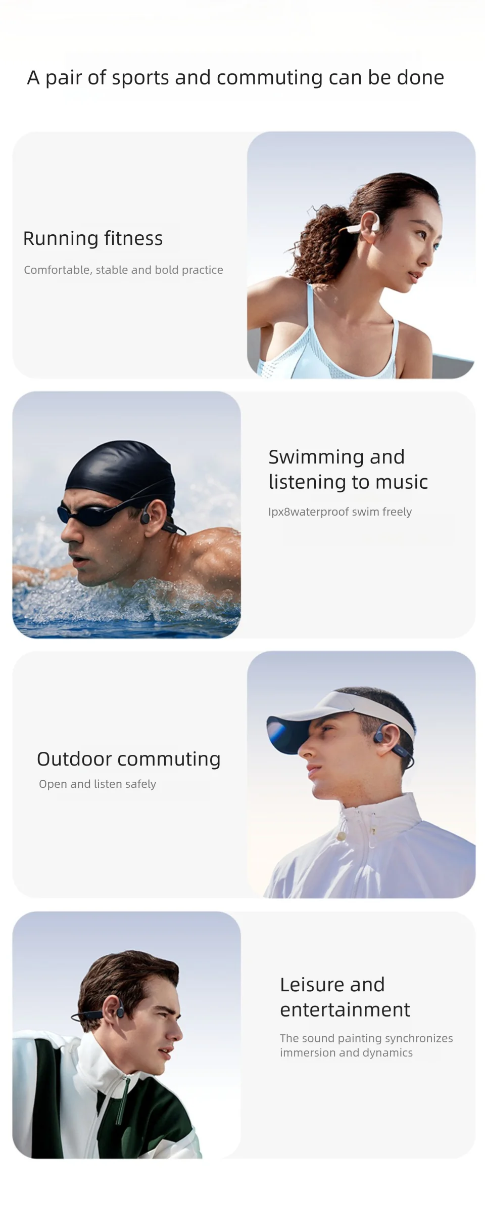 Sanag B33S Bone Conduction Bluetooth Earphones Open Ear IPX8 Swimming Headphones Choice 32GB Memory Wireless Headset MP3 Earbuds
