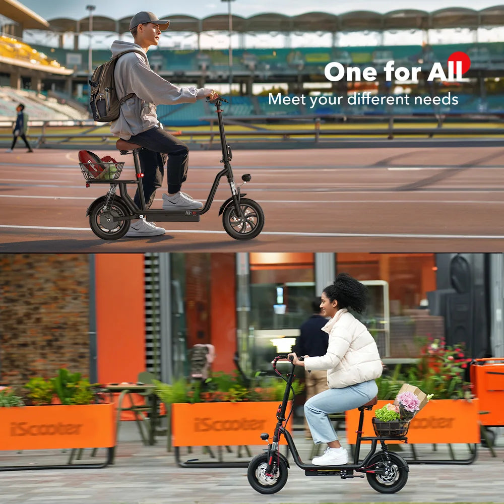 ISCOOTER i12 Adult Electric Scooter 500W Motor E- Scooter 36V7.5AH Battery Electric Scooter 12 Inch Road Tire Electric Scooter