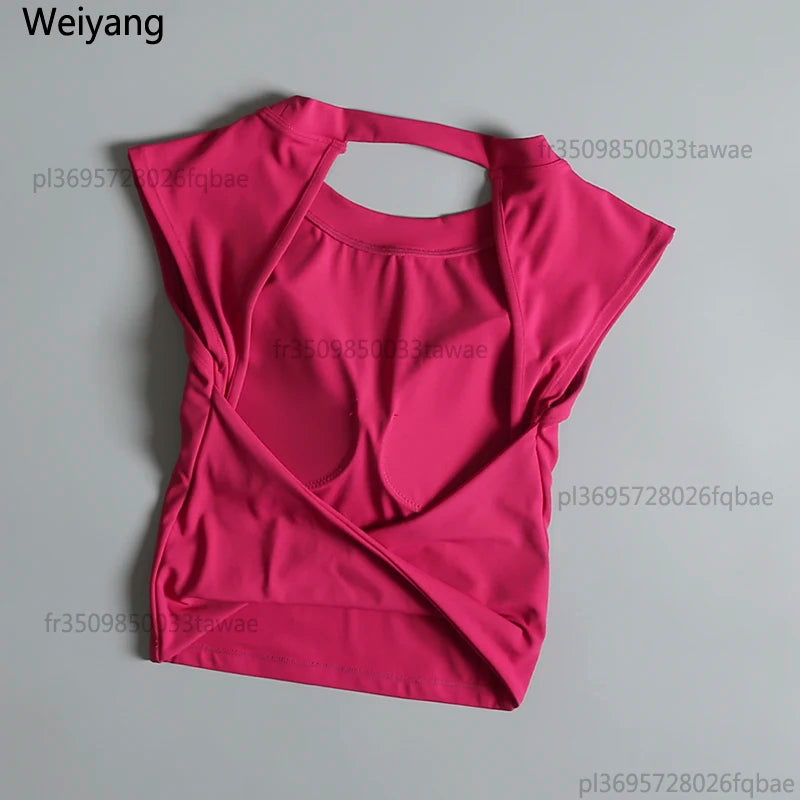 Sexy Backless Sports Vest Women Fixed Chest Pad Tight Quick-Drying Slim Fit Yoga Top Breathable Fitness Shirt