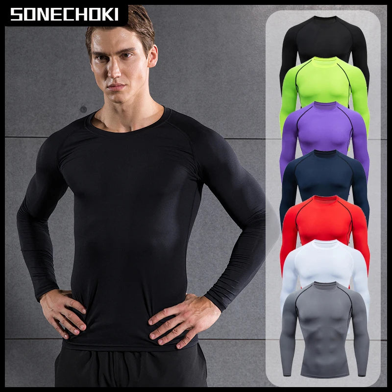 Compression Running Top Men Long Sleeve Shirt For Male Gym Clothing Quick Dry Sportswear Fitness Tee Training Workout Muscle Top Ürün ana görseli