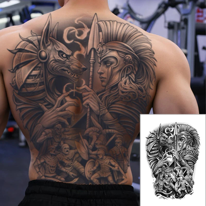 Magic Juice Ink Waterproof Tattoo Stickers Full Back Large Size Herbal Juice Temporary Tattoos Men Body Art Dragon Tiger