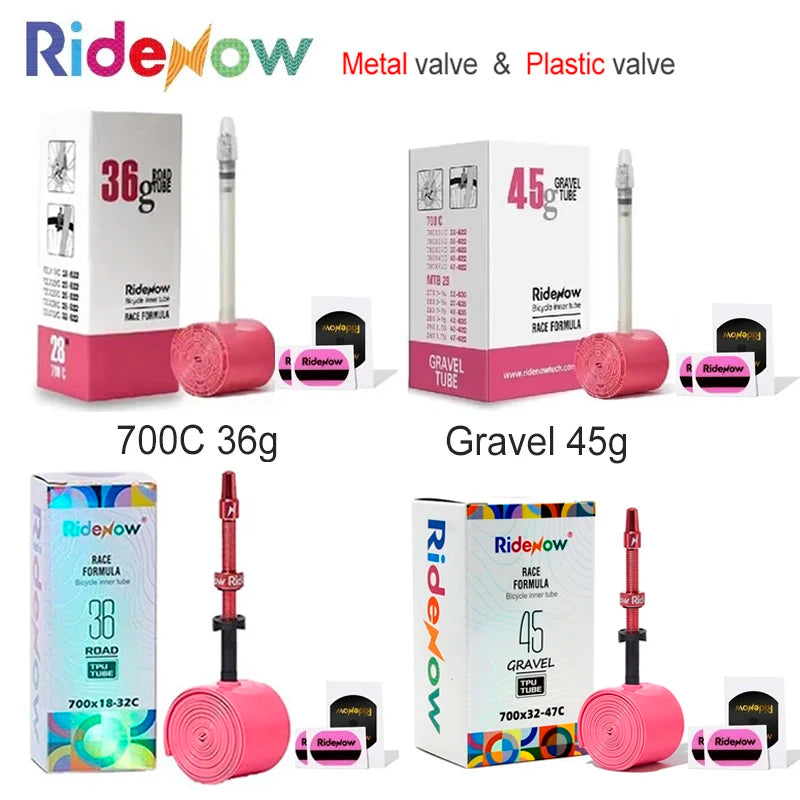RideNow 700c Tpu Inner Tube 700Cx18-32C/32-47C Road Gravel Bike Plastic Valve & Removable Metal Valve Core External Thread Tube Ürün ana görseli