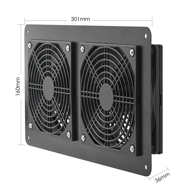 High Efficiency Outdoor Solar Panel Dual Exhaust Fan for Dog Warehouse RV Greenhouse Fan Air Pump Cooling Temperature