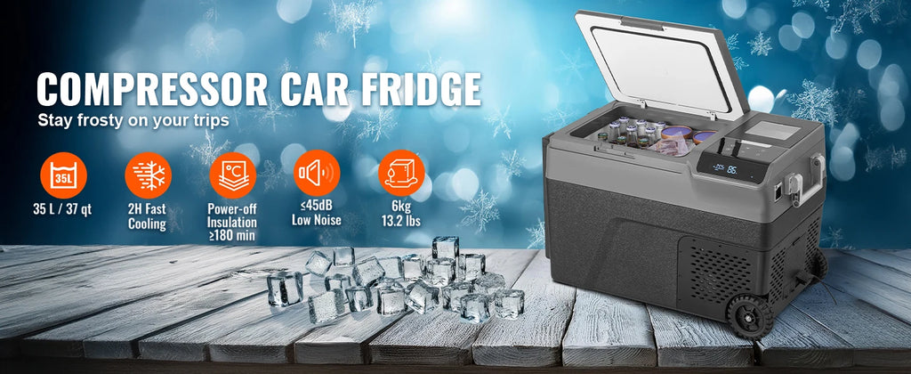 SucceBuy 35L Portable Car Refrigerator with Ice Making Function 12 Volt Car Refrigerator Fridge Single Zone Portable Freezer