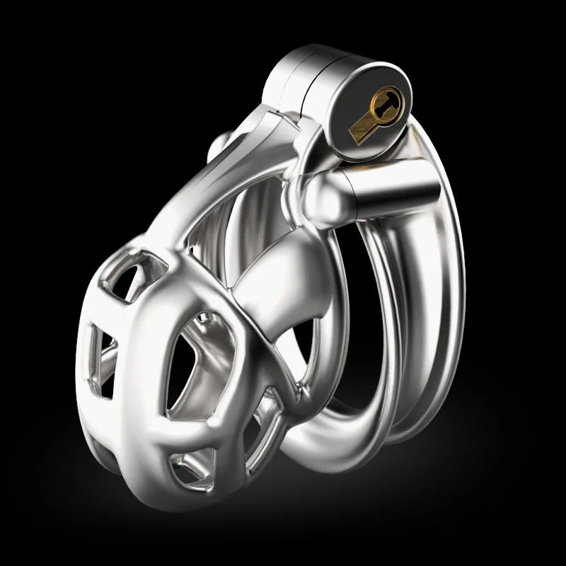 Stainless Steel Male Chastity Cage Cock Mamba Penis Ring Chastity Belt BDSM Erotic Urethral Lock Double-Arc Ring Sex Toy