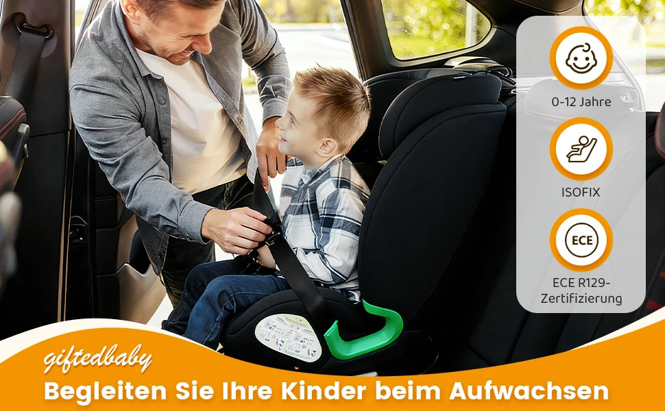 Child Car Safety Seats with 360° Direction ISOFIX rotating for Baby  5-point seat belt 0-12 Years Suitable for newborn