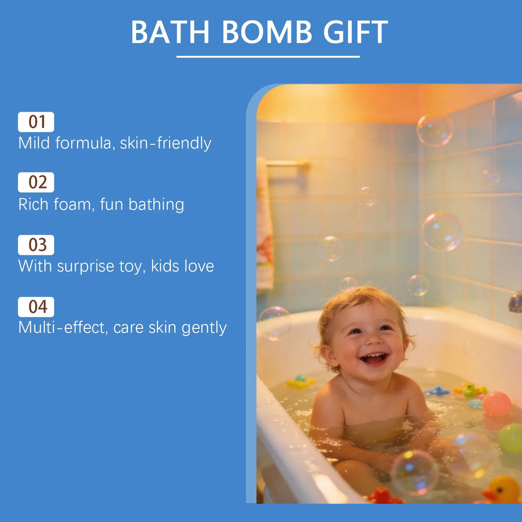 16pcs Bath Bombs Set For Kids Handmade Natural Mega Bubbles Surprise Funny Skin Friendly Bubble Bathing Kit Ocean Toys Gift