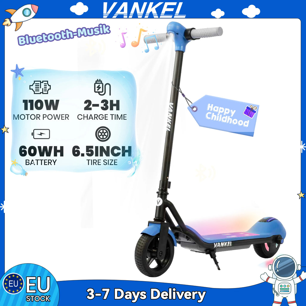 Vankel 6.5-inch Kids Electric Scooter for Boy & Girls with Bluetooth Rainbow Lights 8-10km Range LCD Display Children Scooter
