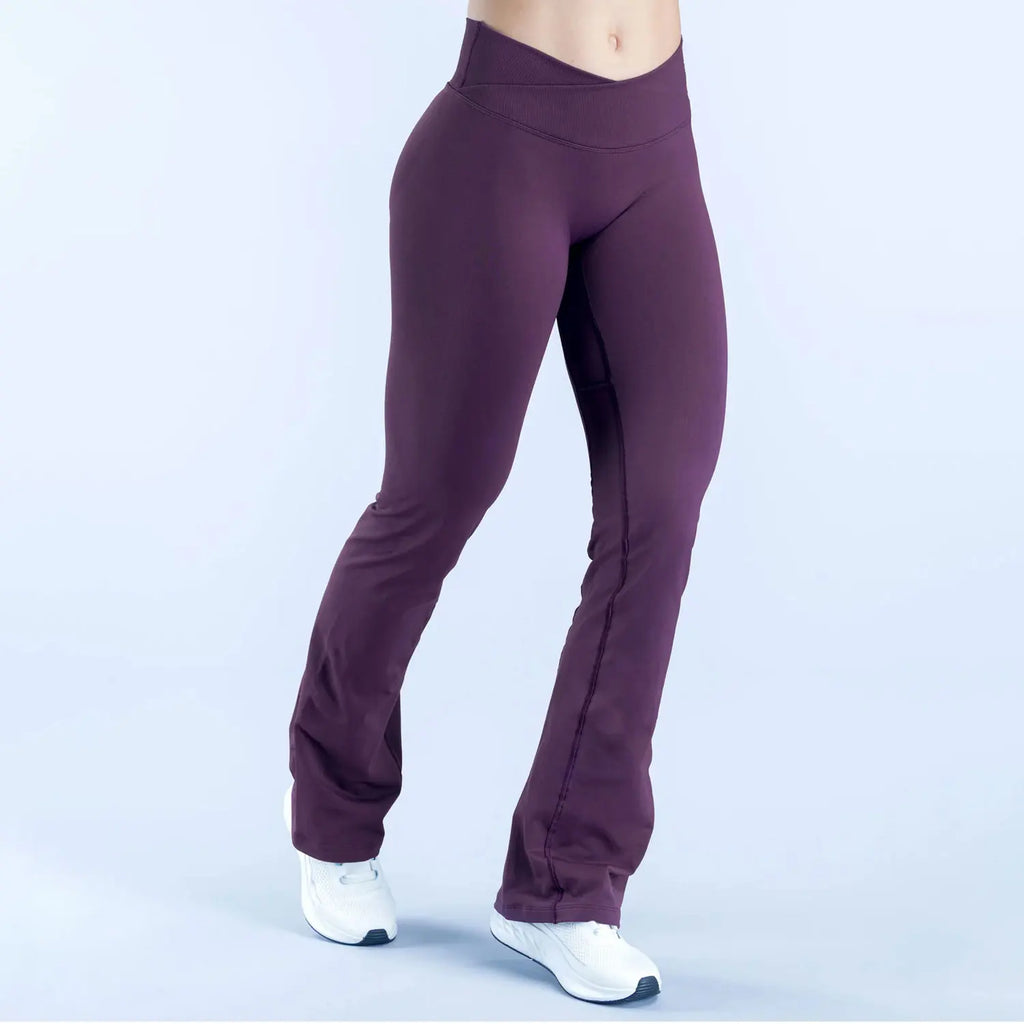 NCLAGEN Vision Flares Women's Gym Fashion Yoga Pants Front Cross High Waist Seamless Sports Leggings Fitness Wide-leg Trousers