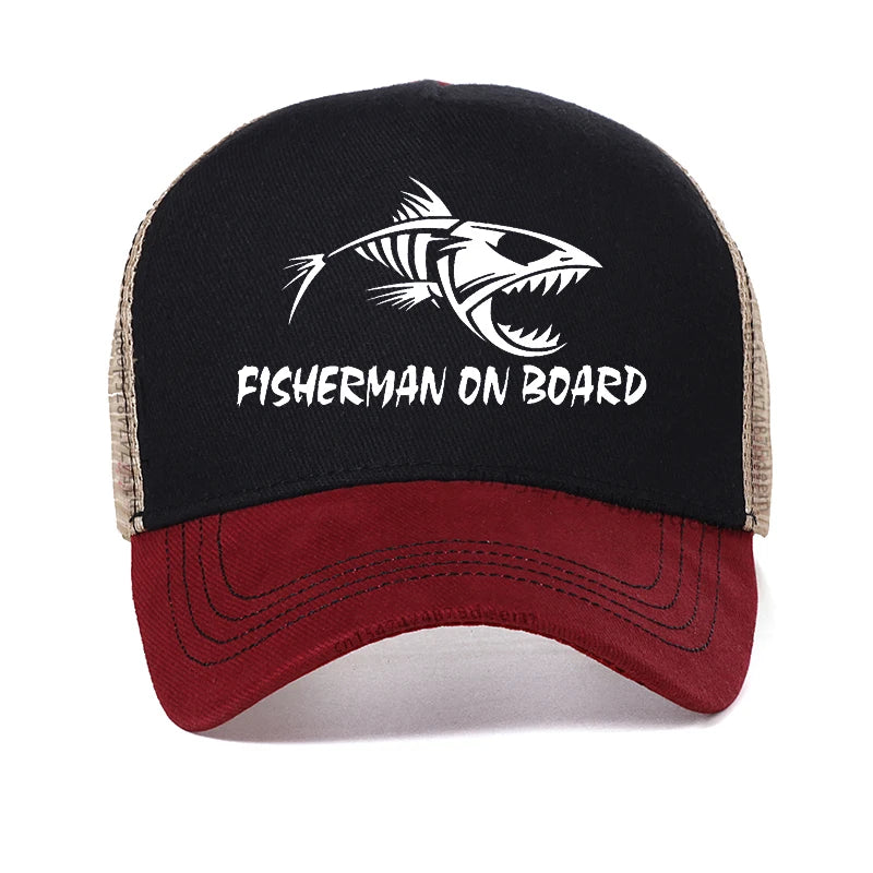 Fashion Fish Bone men Baseball Cap outdoors fishing Luya hat Summer Hunting and fishing Trucker hats visor Breathable caps Ürün ana görseli