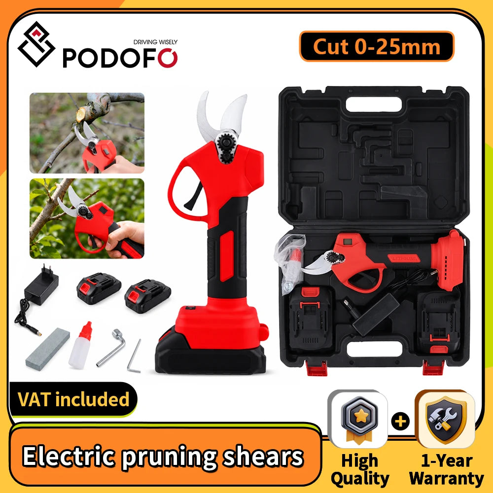 Podofo Brushless Electric Pruning Shears 2.5-Inch Cordless Garden Branch Cutter Battery Powered Shrub and Tree Trimming Tool for Landscaping Orchard Yard Maintenance Ürün ana görseli