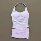 2pcs Sports Set Women Backless Tank Tops High Waist Scrunch Seamless Shorts Fitness Clothes Activewear Workout Sets Gym Suit