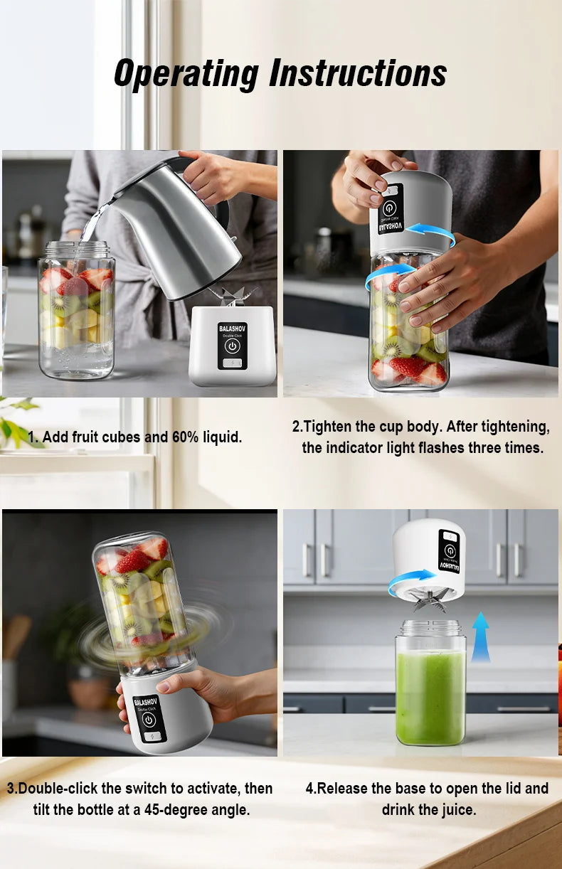 Portable Juicer Blender 450ml Juice Maker USB Rechargeable Lemon Orange Fruit Juicing Cup Electric Juice Machine Travel Juicers
