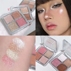 4 Colors Diamond Highlighter Powder Palette Glitter Face Contour Brighten Makeup Shimmer Ultra-concentrated Illuminate Cosmetic