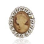 Vintage Victorian Design Queen's Cameo Brooch Pin, Antique Wedding Beauty Jewelry Gift, Elegant Style