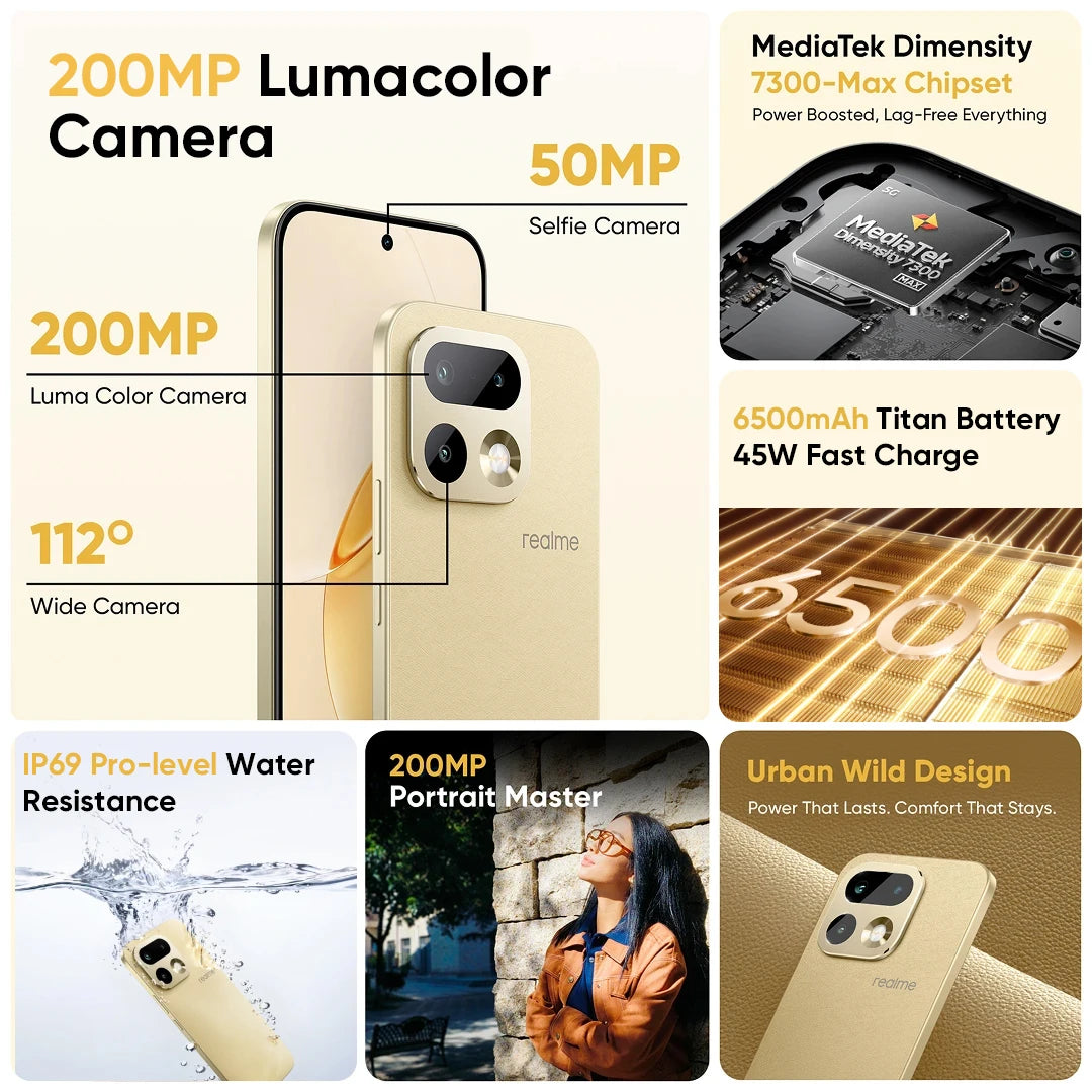 New Arrival realme 16 Pro 5G Smartphone European Version 200MP LumaColor Camera 6500nit AMOLED Display 6500mAh Battery NFC Secondary image