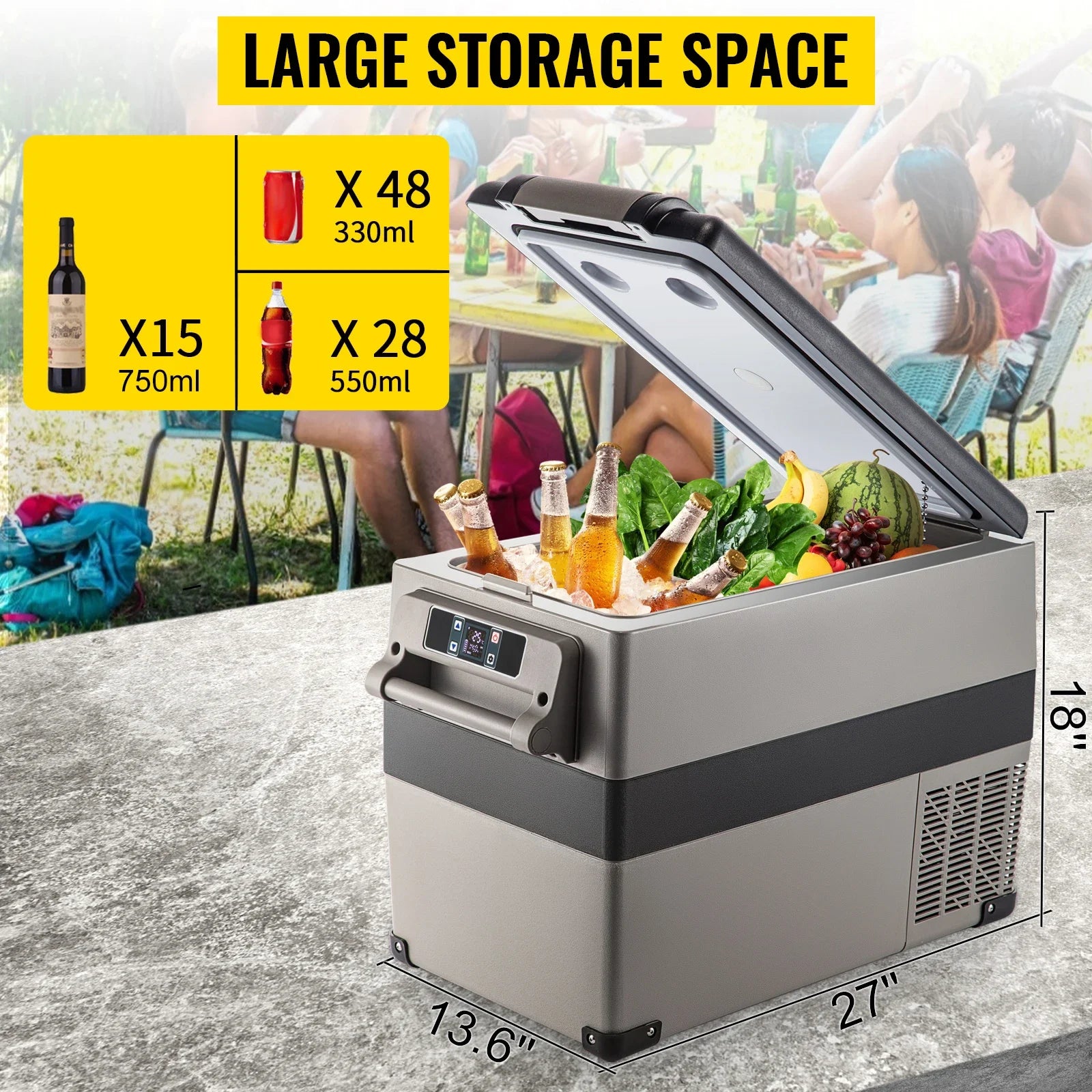 VEVOR  35L 45L 55L Car Refrigerator Mini Fridge Freezer Portable Compressor Cooler 12/24V DC 110-240V Ice Box for Camping