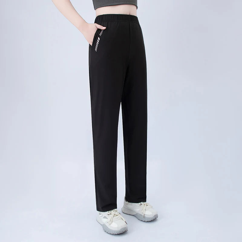 1/3 piece set summer women's letter printed pocket casual pants, comfortable plus size youth student sports running harem pants Secondary image