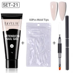 LILYCUTE 15ml Extension Gel Nail Polish Set Quick Nail Prolong With Extend Mold Nail Tips Acrylic Solution Manicure Tools Kit