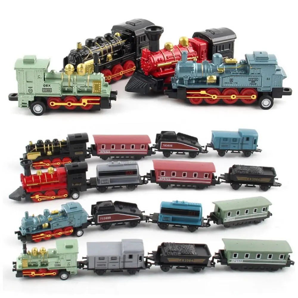 Car Vehicles Retro Steam Train Pull Back Model Diecast 1:60 Alloy Toy Train Kids Toys Set For Boys Gifts Kids Birthday Ürün ana görseli