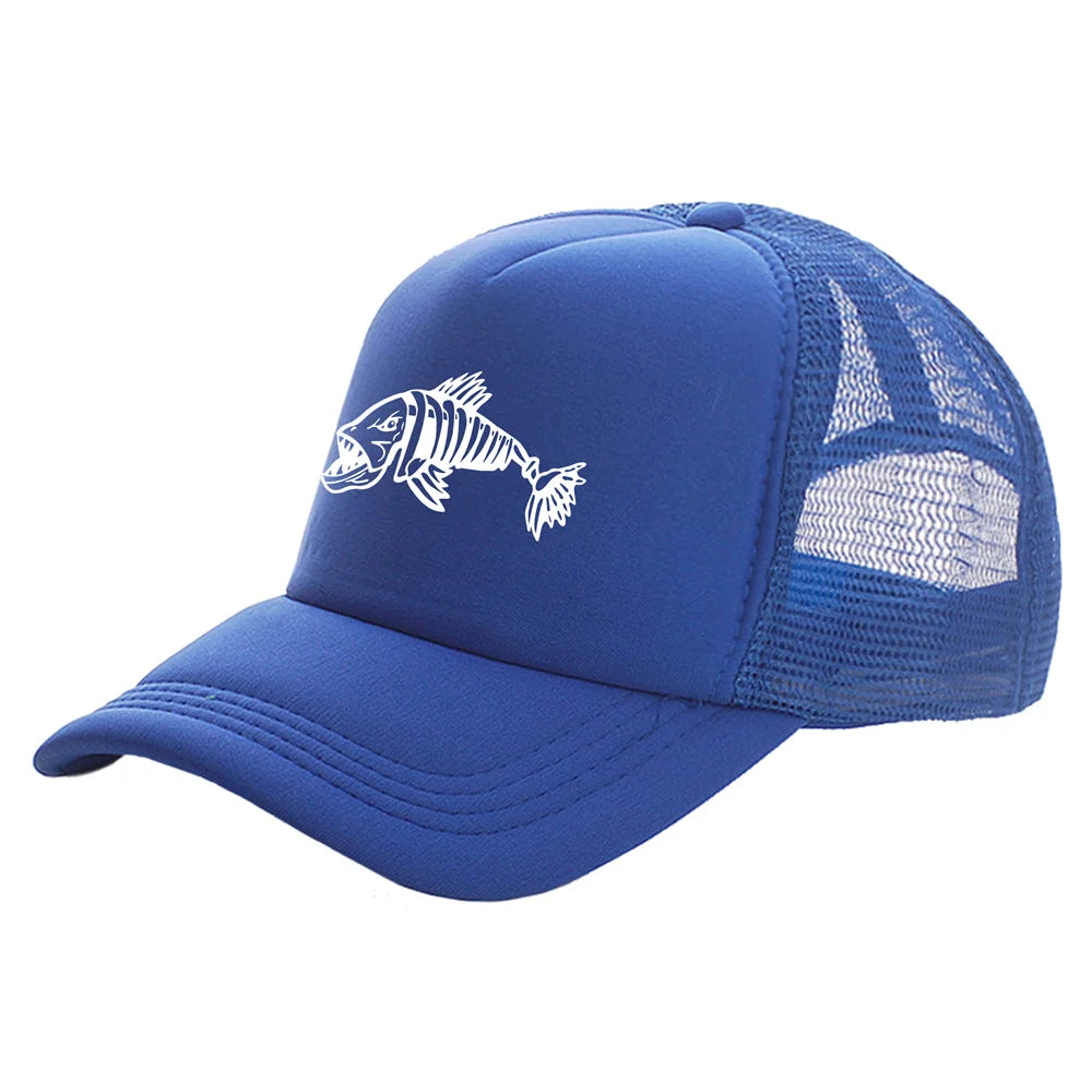 Men Outdoor Fishing Cap Fishing Hat Trucker Caps Hunting Has Fish Bones Snapback Hat MZ-495