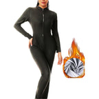 MrifDila Sauna Suit Jumpsuit Full Zip Up Sweatsuit Hot Sweating Jumpsuit Long Sleeve Romper Bottom Pants Sweating Bodysuit Shape