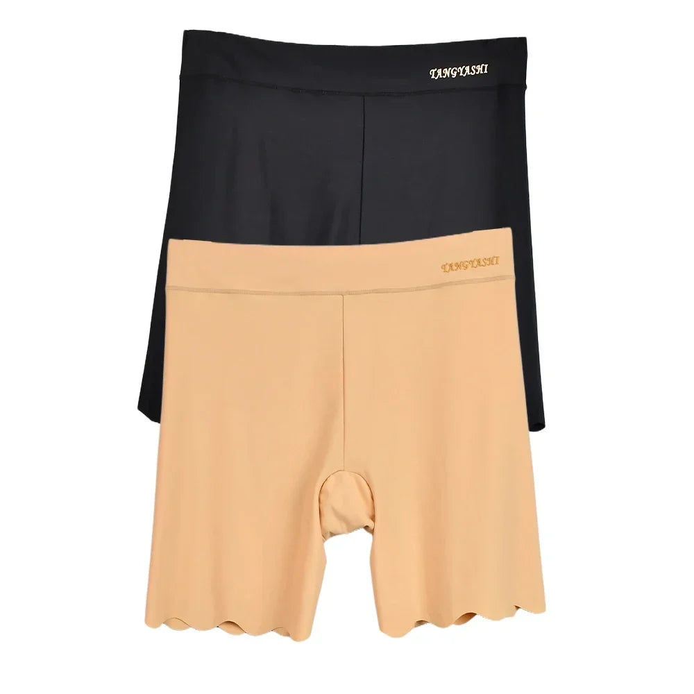2pcs Seamless Safety Shorts Womens Ice Silk Summer Anti Rub Underwear Boxers Under Skirt Panty Big Size Short Leggings 40-100kg