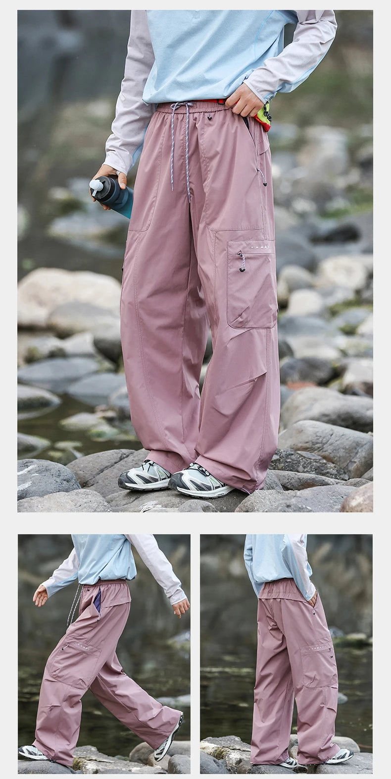 CHRLCK Men's Hiking Cargo Pants Waterproof Outdoor Quick Dry Lightweight Ripstop Women Camping Fishing Climbing Hunting Trousers
