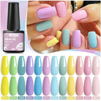 MTSSII 12pcs Gel Nail Polish Set Nude Pink Red Glitter Semi Permanent Soak Off  UV Gel Varnish Manicure Kit Nail Supplies DIY