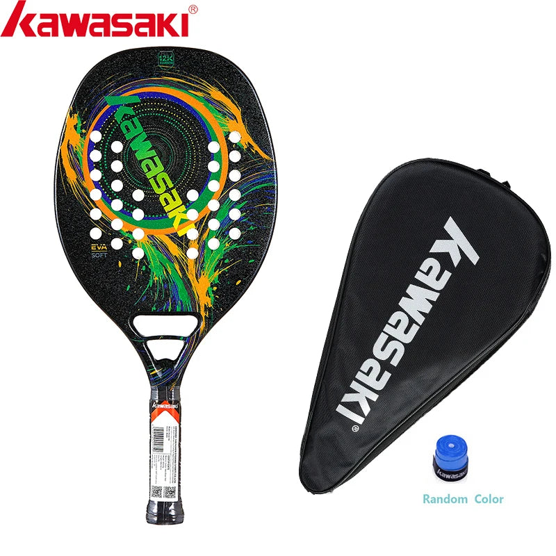 Kawasaki Beach Tennis Racket Carbon Fiber Soft Face Tennis  Paddle  Racquet with Protective Bag Cover