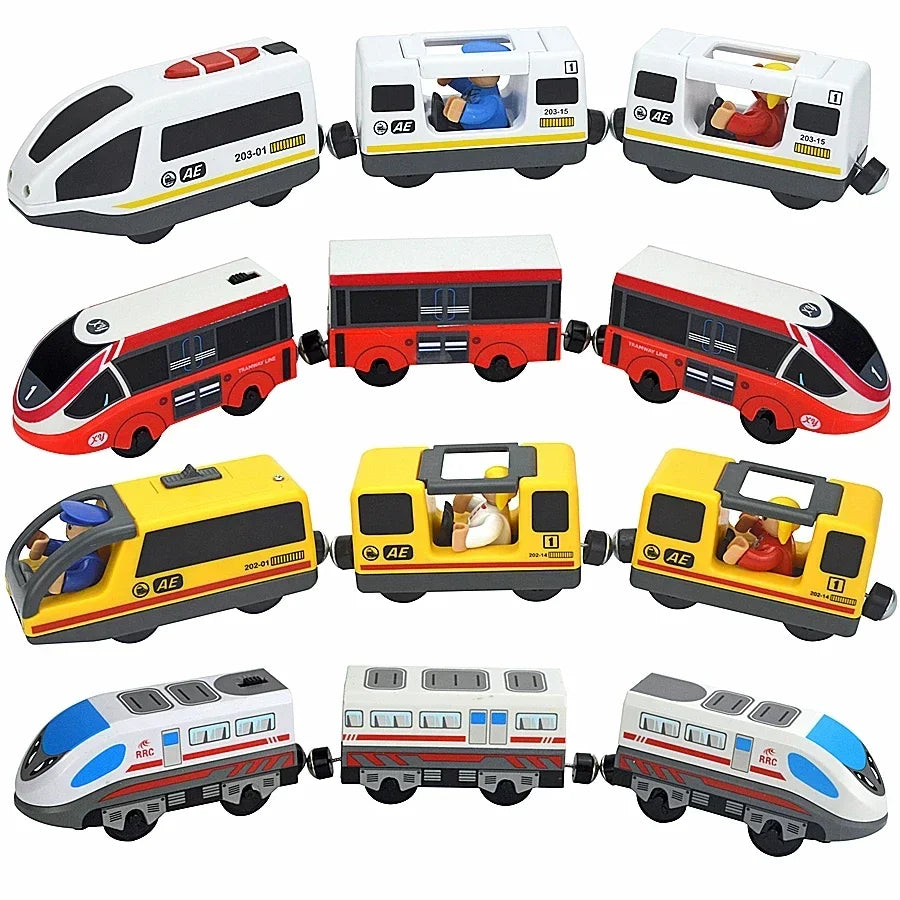 Train Track Wooden Train Toys Magnetic Set Electric Car Locomotive Diecast Slot Fit All Wood Brand Biro Railway Tracks For Kids Ürün ana görseli