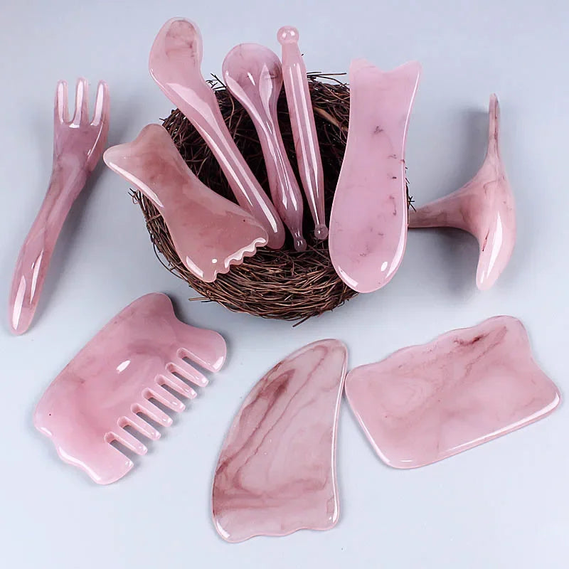 Resin Guasha Scraping Massage Scraper Face Neck Skin Massager Acupuncture Gua Sha Board Acupoint Face Eye Care SPA Massage Tool Ürün ana görseli
