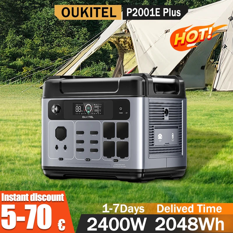 OUKITEL P2001E Plus Portable Power Station 2400W Output Power 2048Wh Capacity LiFePO4 Family Outdoor Camping Backup Powerstation Ürün ana görseli
