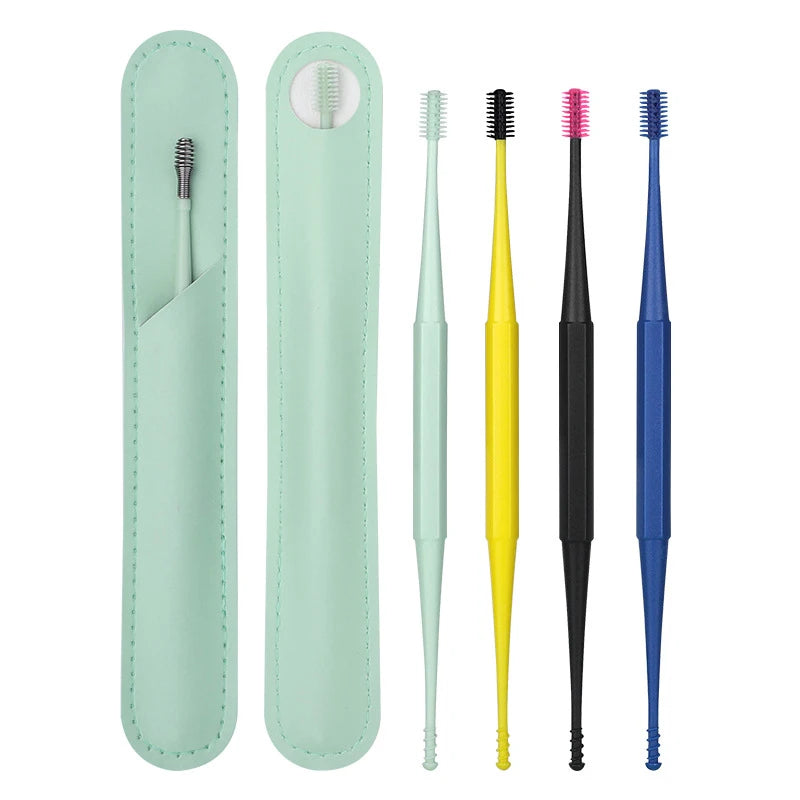 Double-headed spiral silicone ear cleaning swabs set - washable and reusable for ear wax removal and ear cleaning tools Ürün ana görseli