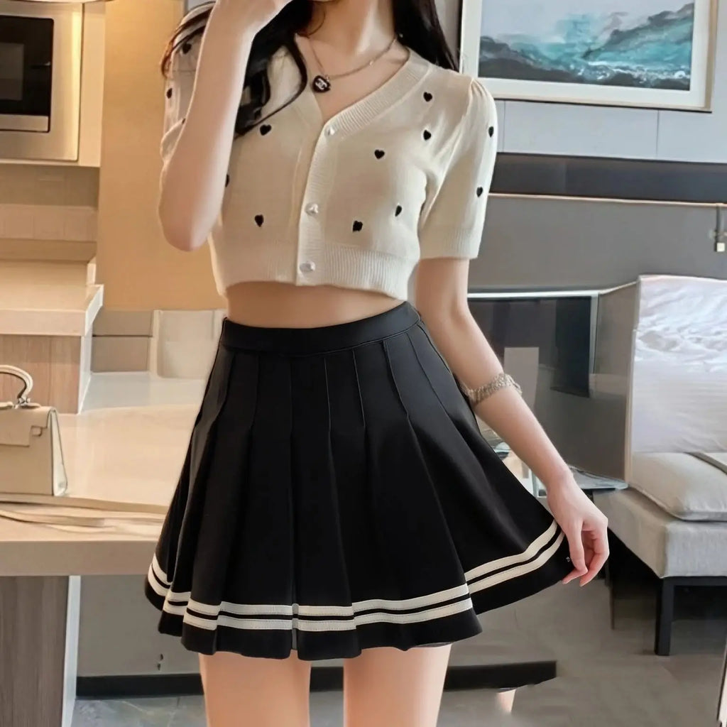Vintage Korean Style Patchwork Skirt Harajuku JK Black Pleated Skirts Gothic Streetwear High Waist Mini Skirt Women Punk Skirt