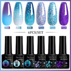 LILYCUTE 7ML 6PCS Neon Gel Nail Polish Set fluorescent Series Color Changing Semi Permanent Soak Off Manicure kit Nail Art Gel