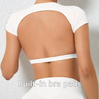 Hearuisavy Summer Customizable Sports Shirts Workout Sportswear Backless Yoga Clothing Chest Pads Sport Crop Tops Gym Top Women