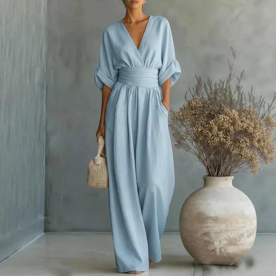 Solid Color Casual Loose Jumpsuits for Woman 2026 Summer Elegant Overalls Women's Jumpsuits And Rompers Bodysuit Female Clothes Ürün ana görseli