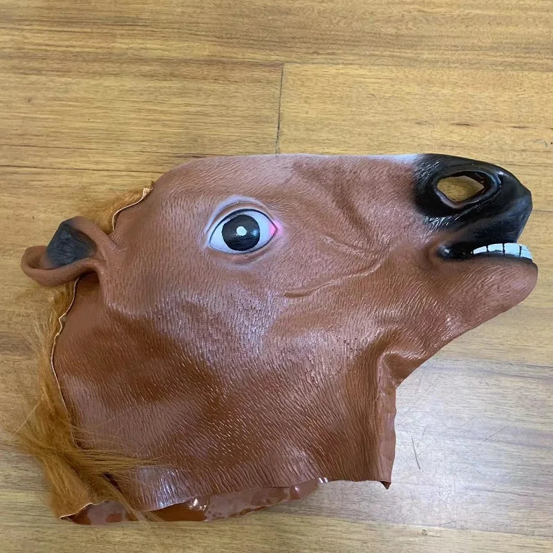 Men Brown Horse Masks Girl Funny Horse Head Mask  Latex Animal Mask Novelty Halloween Cosplay Costumes Headgear Mascara De Latex